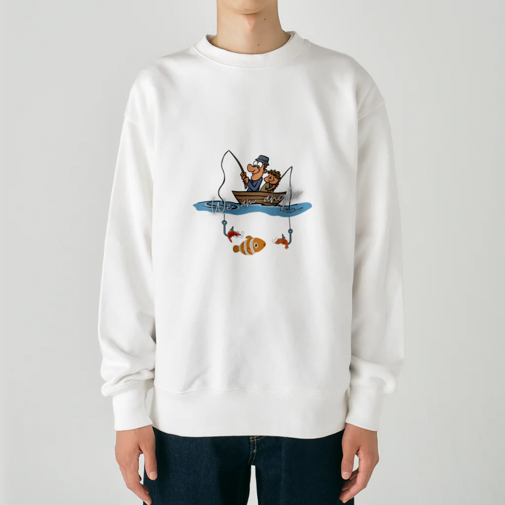 Yanjiisの釣り親子：釣れないかな～ Heavyweight Crew Neck Sweatshirt