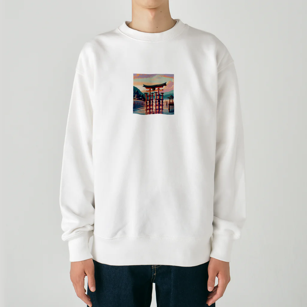 Pixel Art Goodsの厳島神社（pixel art） Heavyweight Crew Neck Sweatshirt