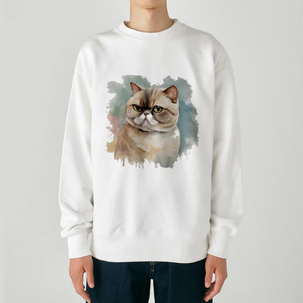 yae_8の猫　ストリートアート風 Heavyweight Crew Neck Sweatshirt