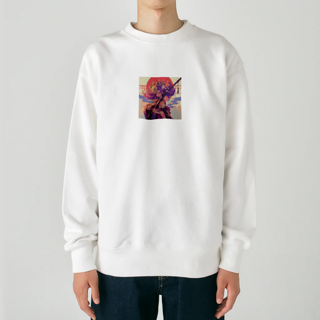 AQUAMETAVERSEの夕焼けに舞う、仮面の戦姫 Marsa 106 Heavyweight Crew Neck Sweatshirt