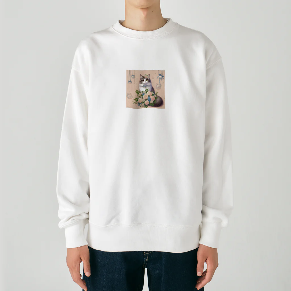 Y m @Y's shopの猫と薔薇　パールver. Heavyweight Crew Neck Sweatshirt