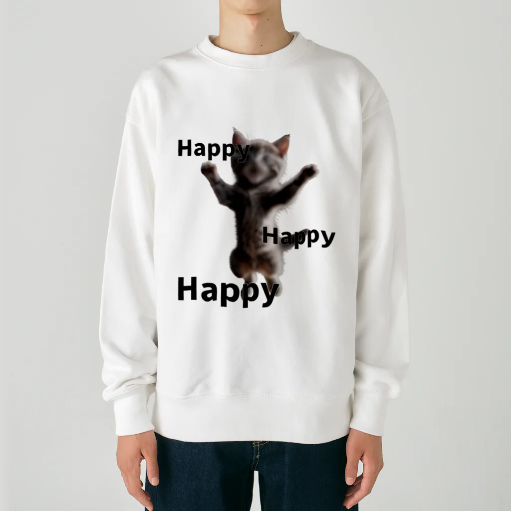 うりぼうのハッピーハッピーハッピー猫ミーム Heavyweight Crew Neck Sweatshirt