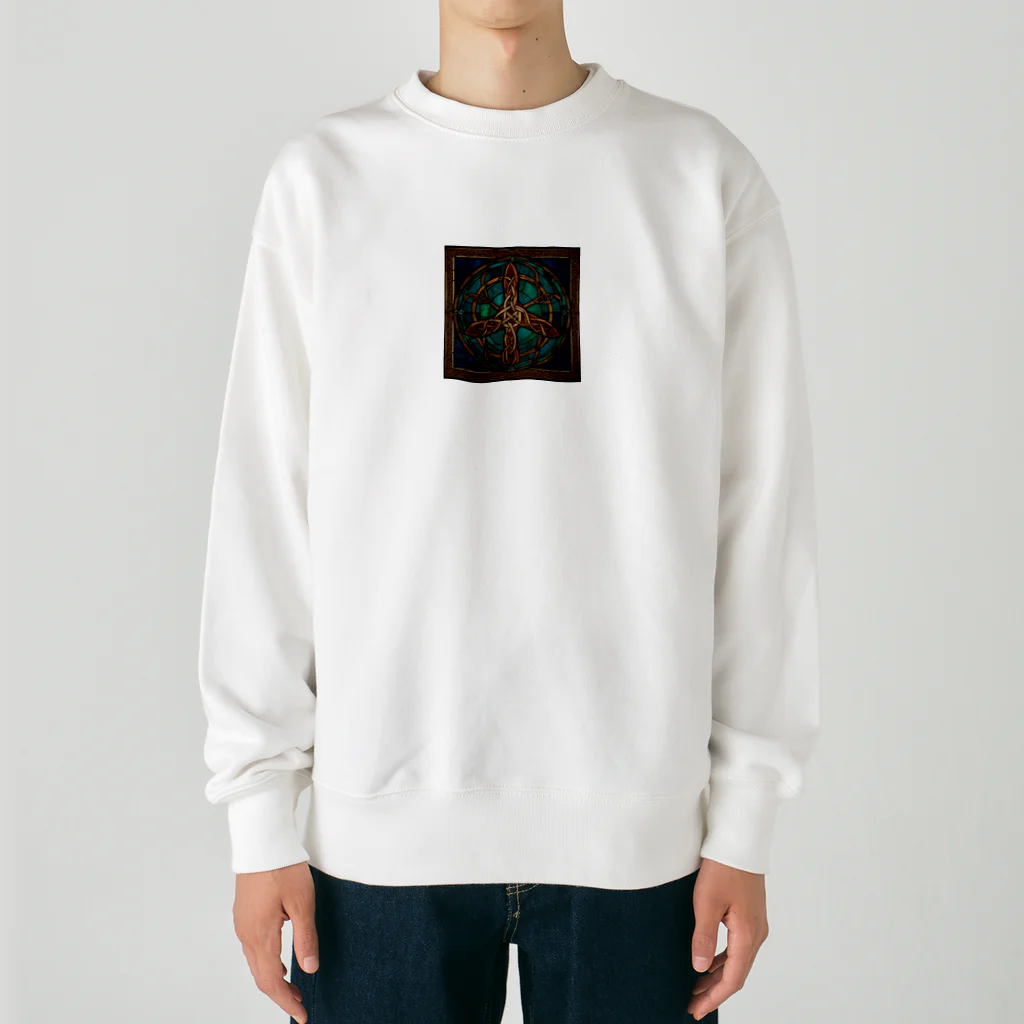 ganeshaのケルトの結び目工芸ステンドグラス Heavyweight Crew Neck Sweatshirt