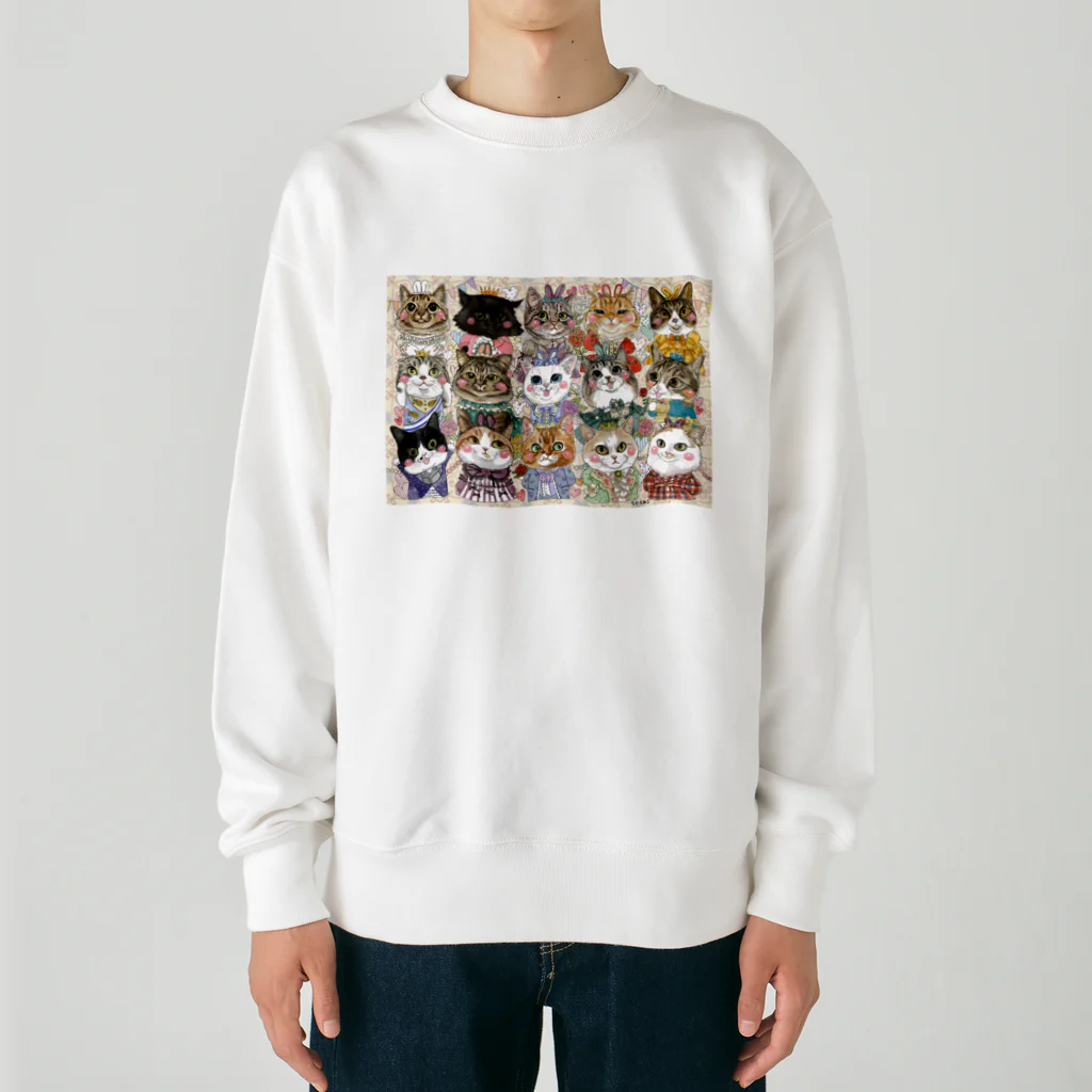 shop あこ猫犬屋のカレンダー猫1月2月 Heavyweight Crew Neck Sweatshirt