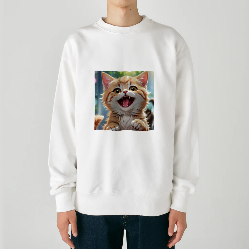 f-koroのかわいい笑顔がたまらない子猫 Heavyweight Crew Neck Sweatshirt