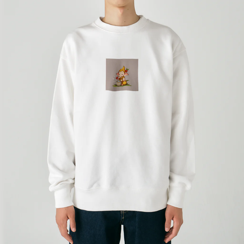 ganeshaのかわいいガネーシャの水やり花 Heavyweight Crew Neck Sweatshirt