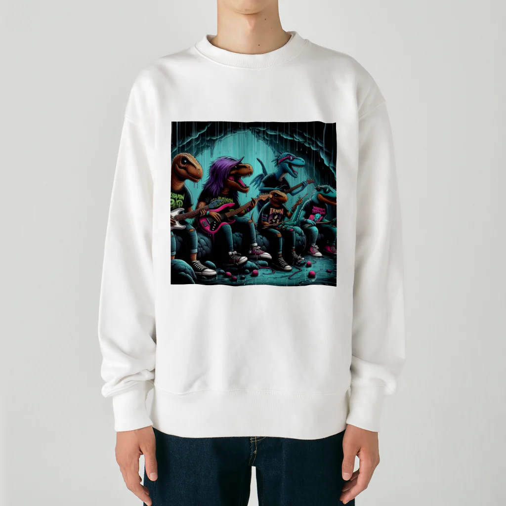 momonekokoのROCKな恐竜 Heavyweight Crew Neck Sweatshirt