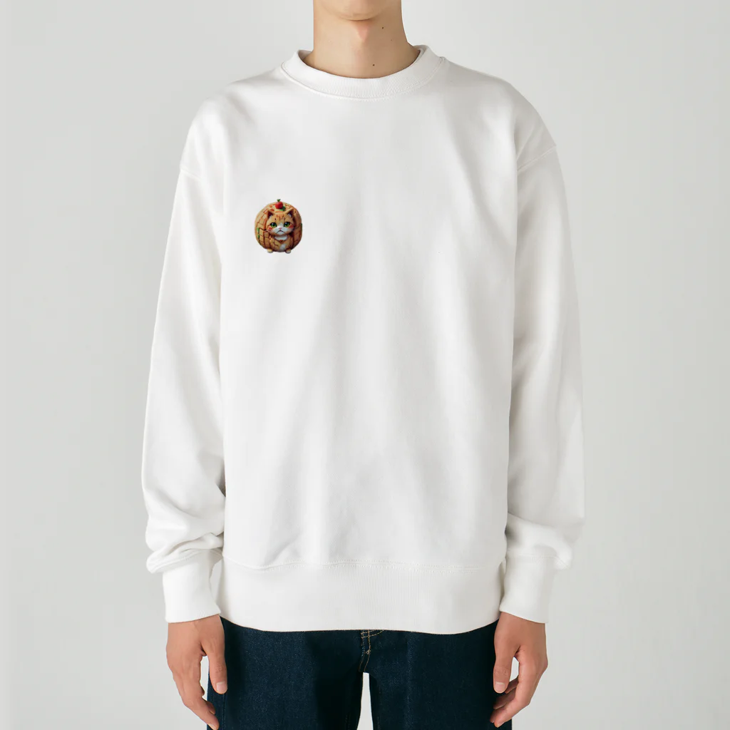 メロンパン猫のメロンパンになった猫 Heavyweight Crew Neck Sweatshirt