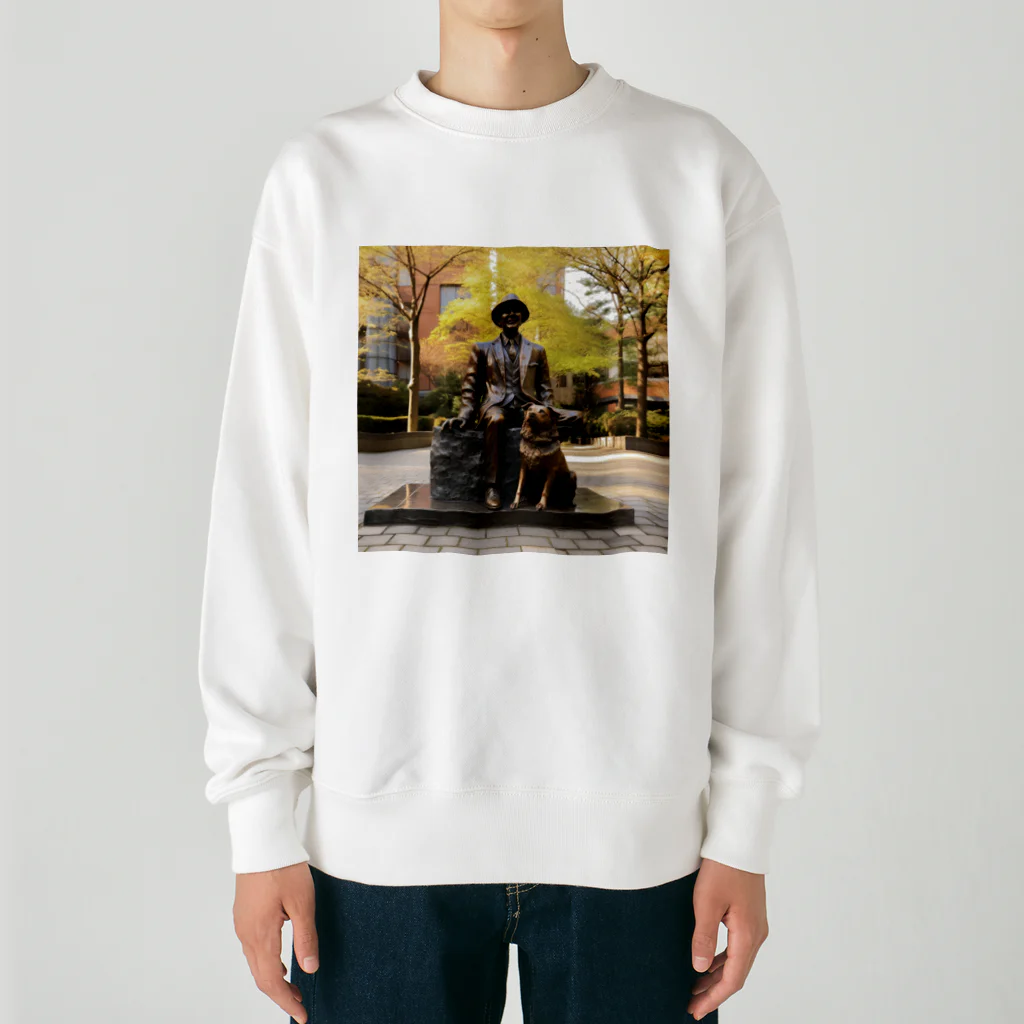 AQUAMETAVERSEの人と犬の銅像　なでしこ1478 Heavyweight Crew Neck Sweatshirt