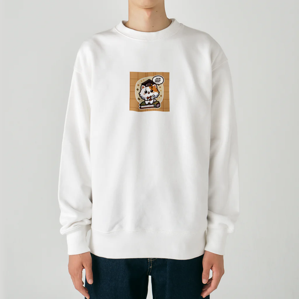 子猫カーニバルの子猫の応援 Heavyweight Crew Neck Sweatshirt