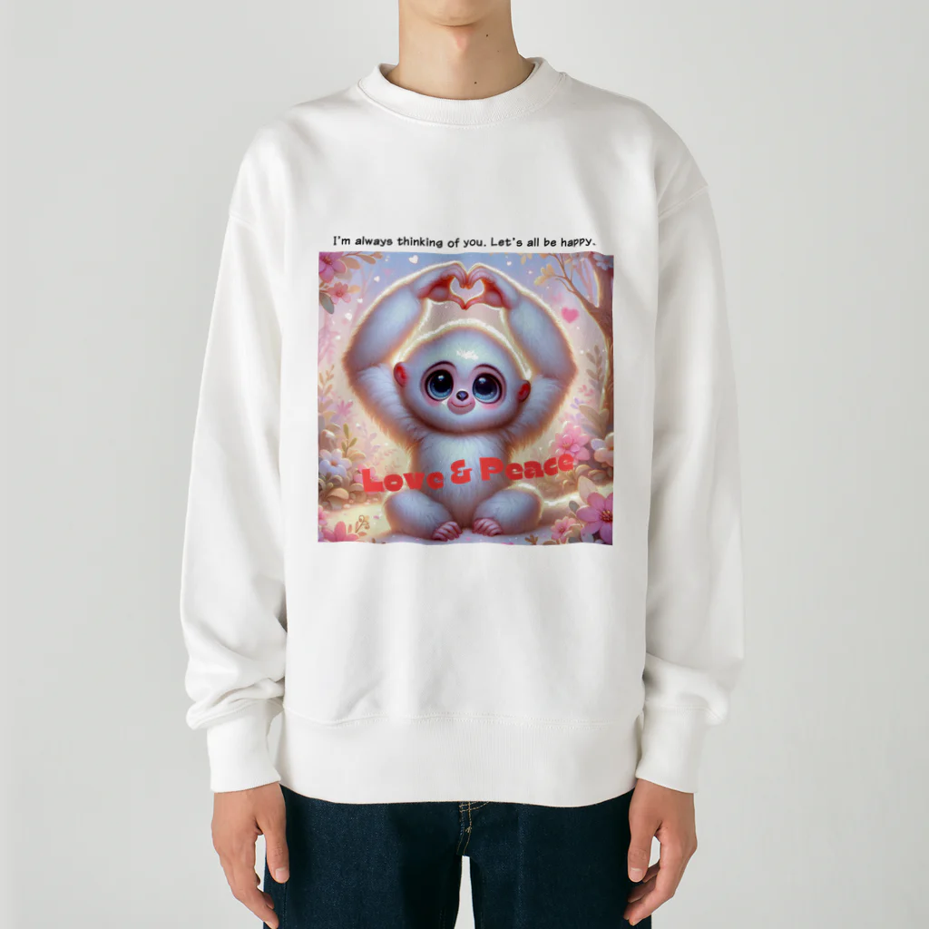 dreamy-designのLOVE&PEACE　シロテナガザルくん Heavyweight Crew Neck Sweatshirt