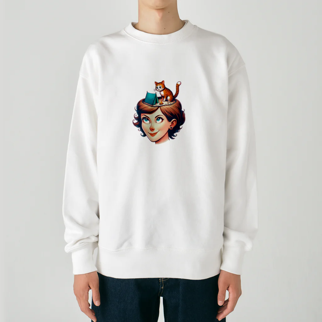 EseCAMPのキャンプ猫シリーズ Heavyweight Crew Neck Sweatshirt