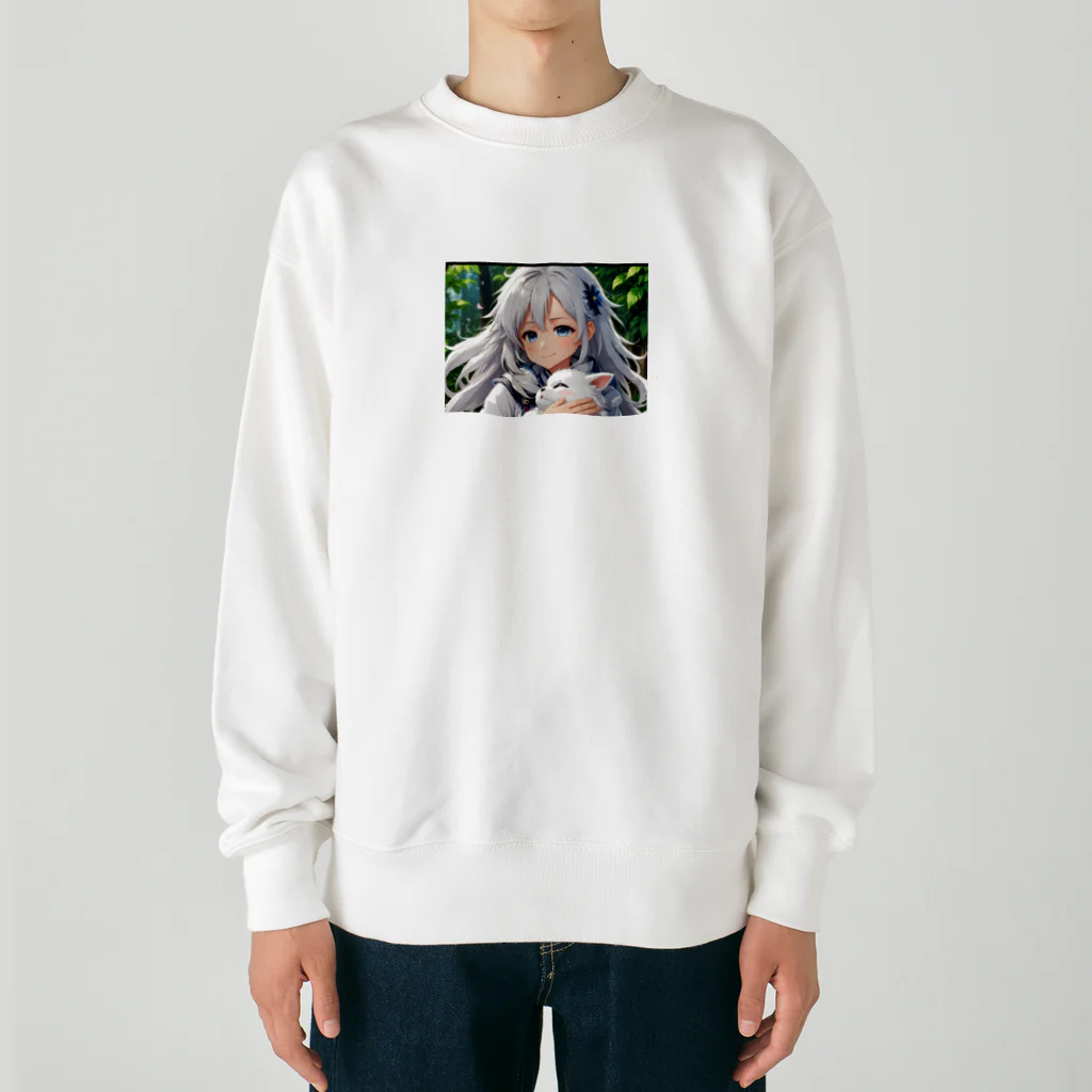 巫女スタぐらむのだっこされる神様 Heavyweight Crew Neck Sweatshirt