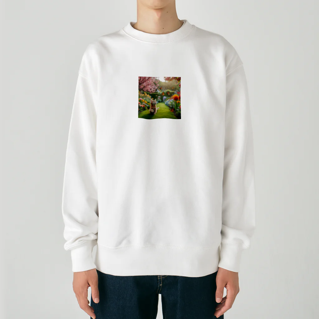 JAMnano1837の猫 in 花園 Heavyweight Crew Neck Sweatshirt