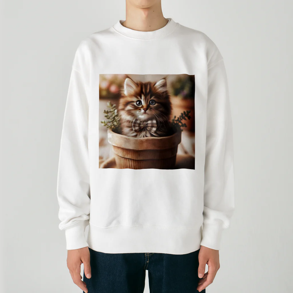 yuo1040yamato Soraの初めて作りました 猫さん Heavyweight Crew Neck Sweatshirt