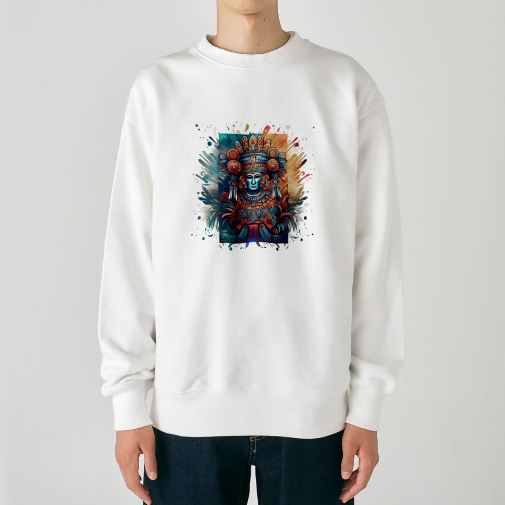 shime_savaのアステカあたりの雨の神様 Heavyweight Crew Neck Sweatshirt