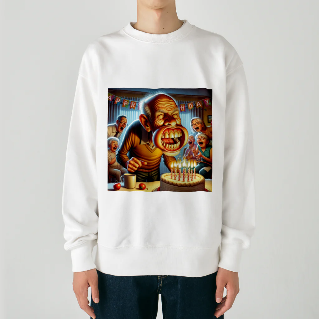 万銭ショップのおじいちゃん誕生日おめでとう Heavyweight Crew Neck Sweatshirt