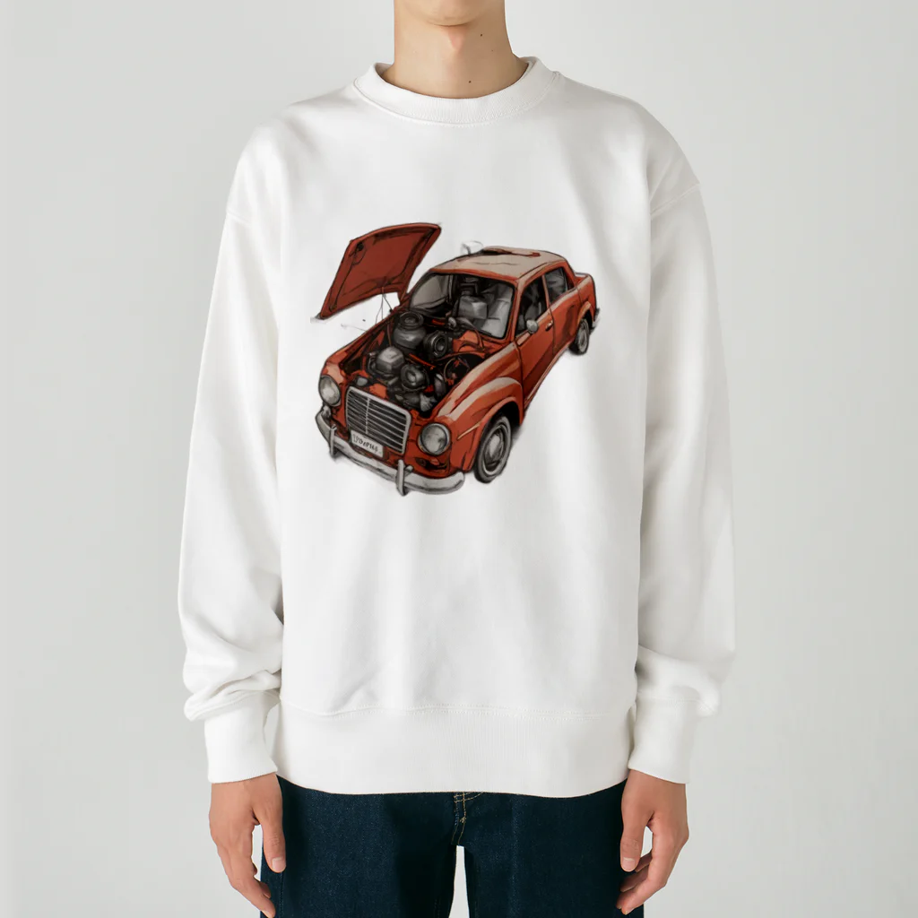 River book designのスポーティな赤い車がセンターに駐車。 Heavyweight Crew Neck Sweatshirt