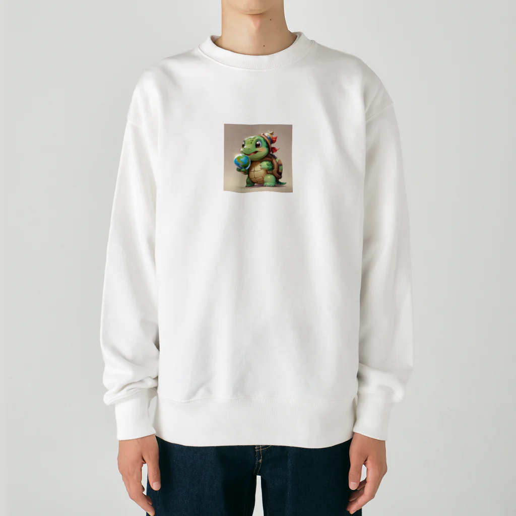 ganeshaのおもちゃの球体を持つかわいいカメ Heavyweight Crew Neck Sweatshirt