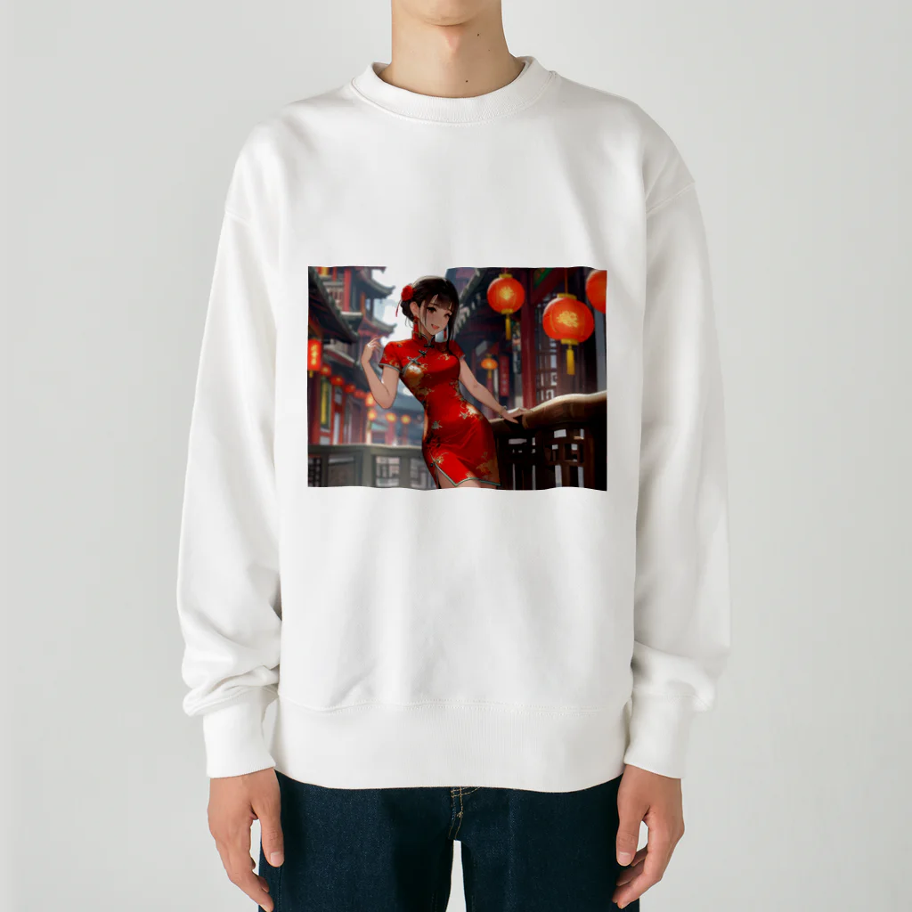 HokutoKenのチャイナ服少女 Heavyweight Crew Neck Sweatshirt