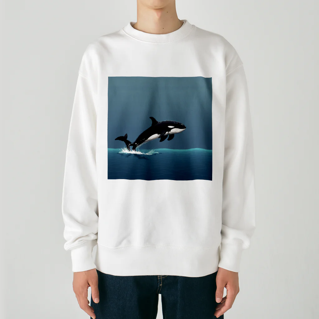 asuto_20のドット絵のシャチ Heavyweight Crew Neck Sweatshirt