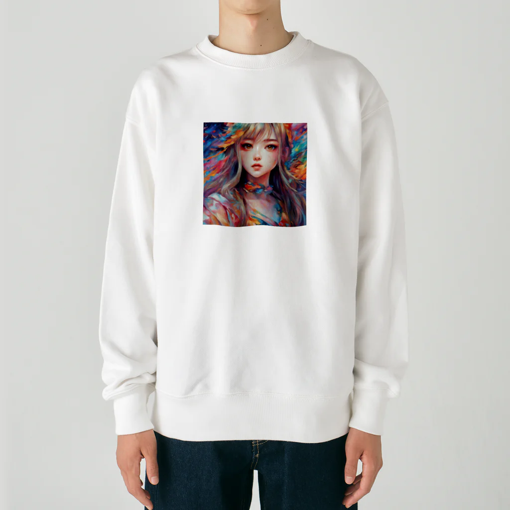 ヲシラリカの美少女　アート Heavyweight Crew Neck Sweatshirt