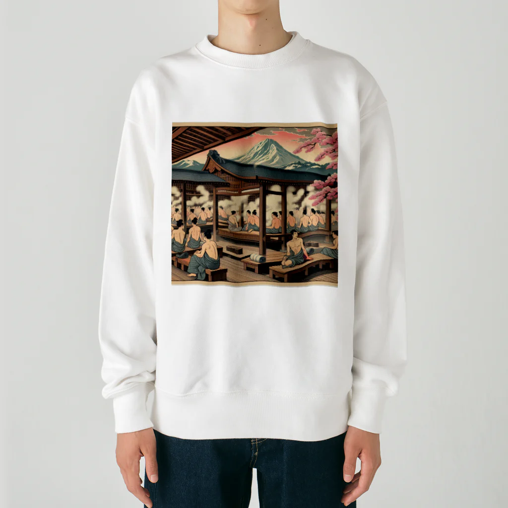 椿TSUBAKIの浮世絵風サウナ Heavyweight Crew Neck Sweatshirt