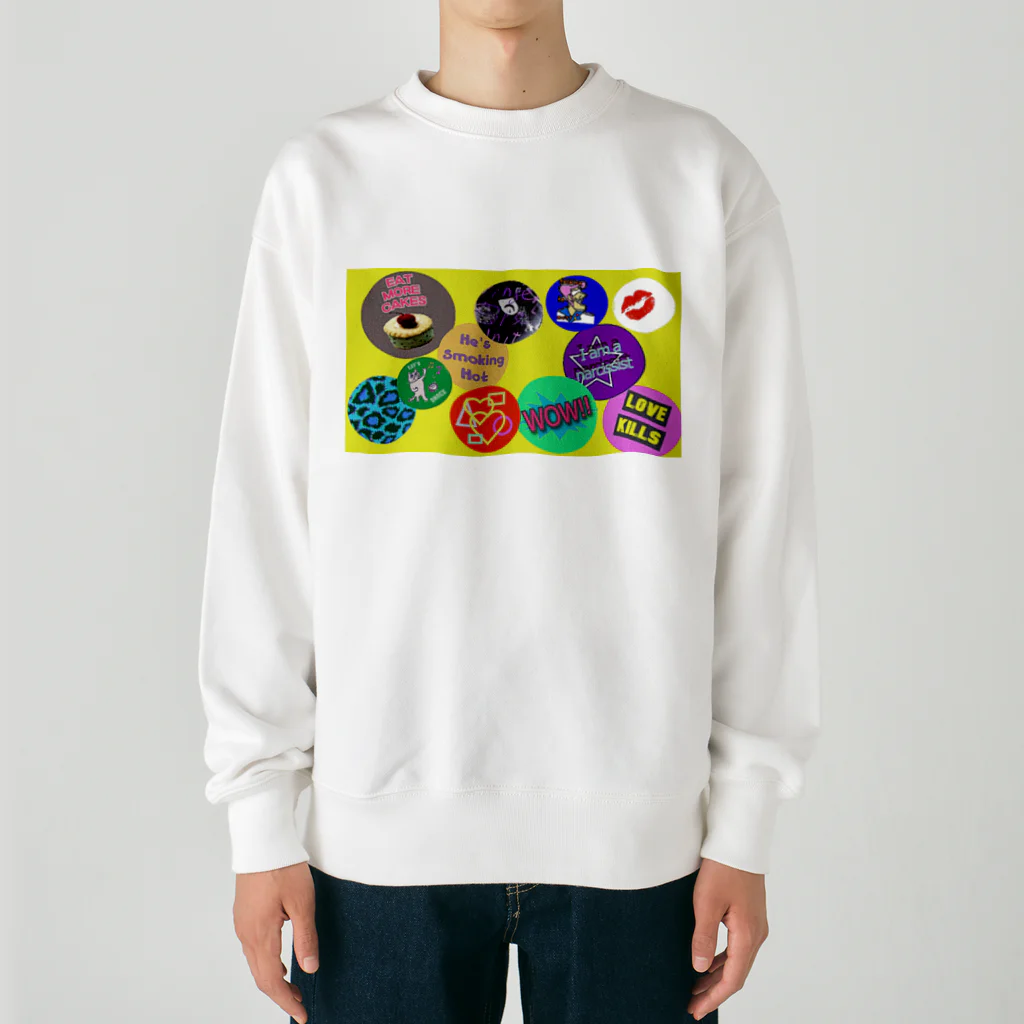 PAW WOW MEOWの80年代風ステッカー☆彡 Heavyweight Crew Neck Sweatshirt