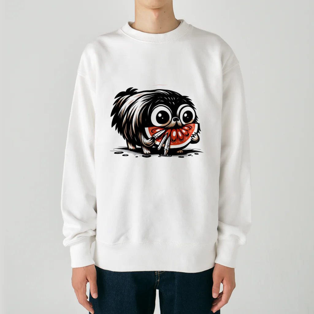 m_uu33ショップのホラーなペキニーズ Heavyweight Crew Neck Sweatshirt