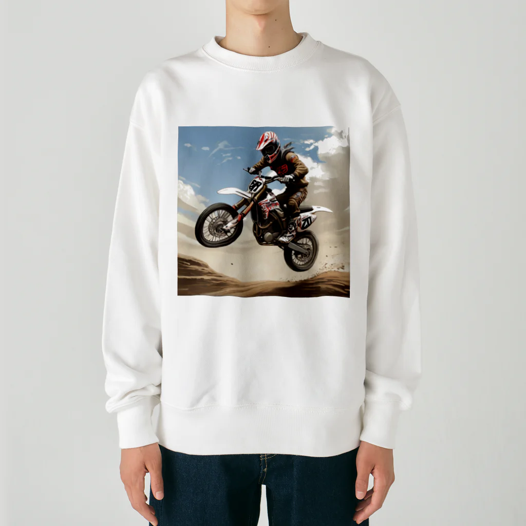 Bikers' Galleryのモトクロス ジャンプシーン アート オフロード バイク Heavyweight Crew Neck Sweatshirt