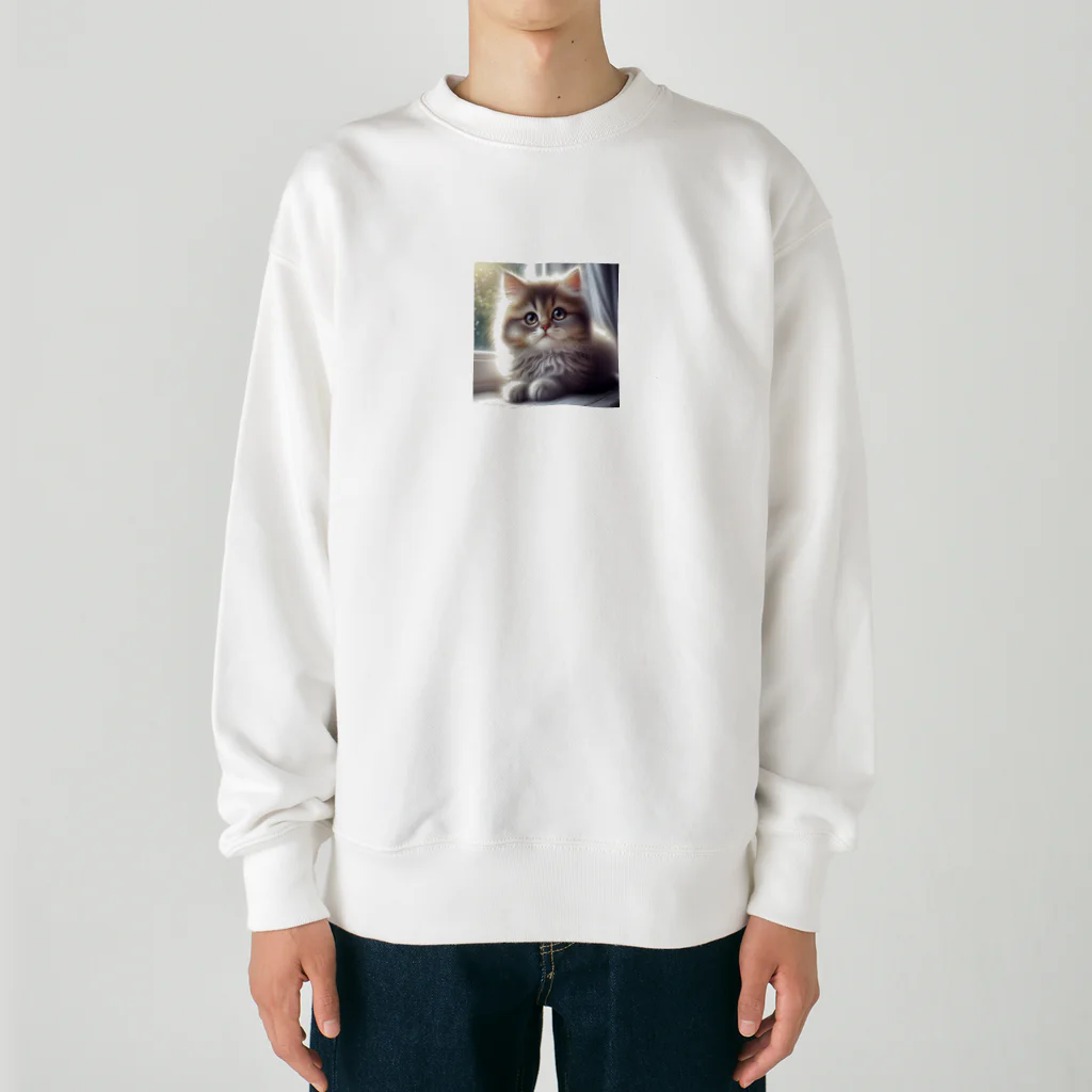 harumama04の子猫のキャラクターグッズです。 Heavyweight Crew Neck Sweatshirt