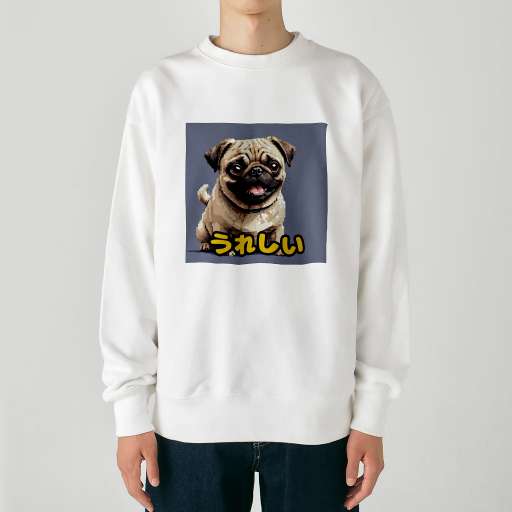 PUG MODEのドット絵パグ うれしい Heavyweight Crew Neck Sweatshirt