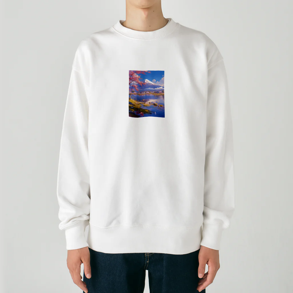 AQUAMETAVERSEの富士山とさくら Heavyweight Crew Neck Sweatshirt