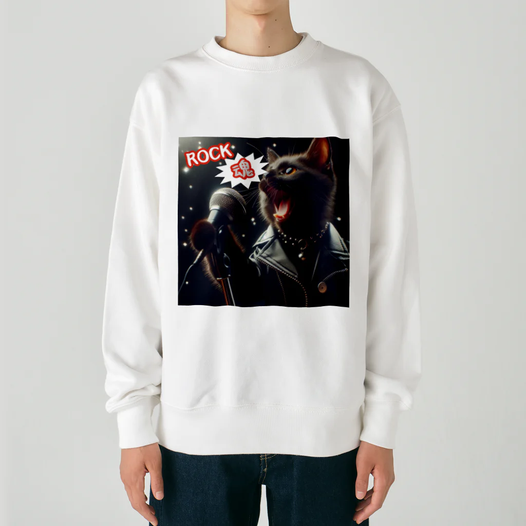 moriyama1981の歌を歌う黒猫 Heavyweight Crew Neck Sweatshirt