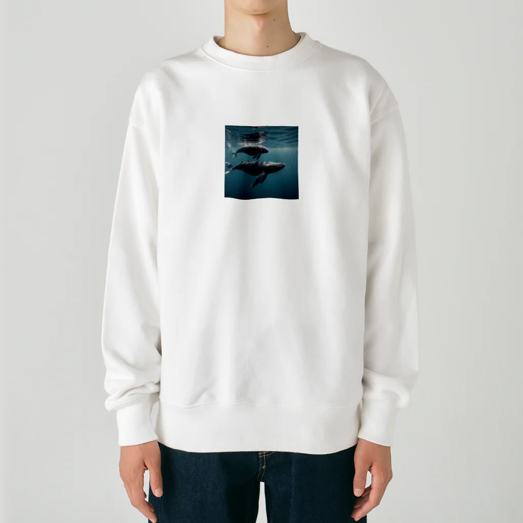 tozaki5573のクジラの親子 Heavyweight Crew Neck Sweatshirt