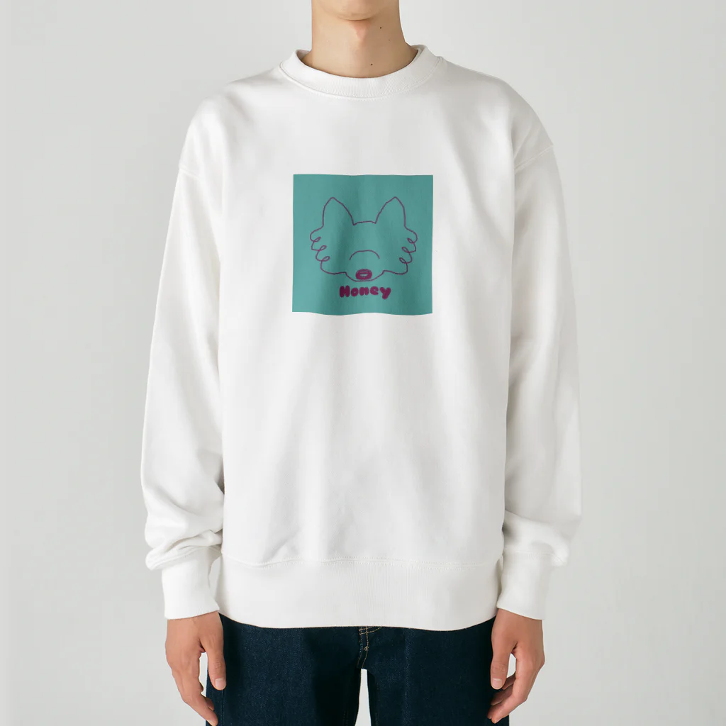 maaya0505のハニー ミントブルー×ピンクライン Heavyweight Crew Neck Sweatshirt