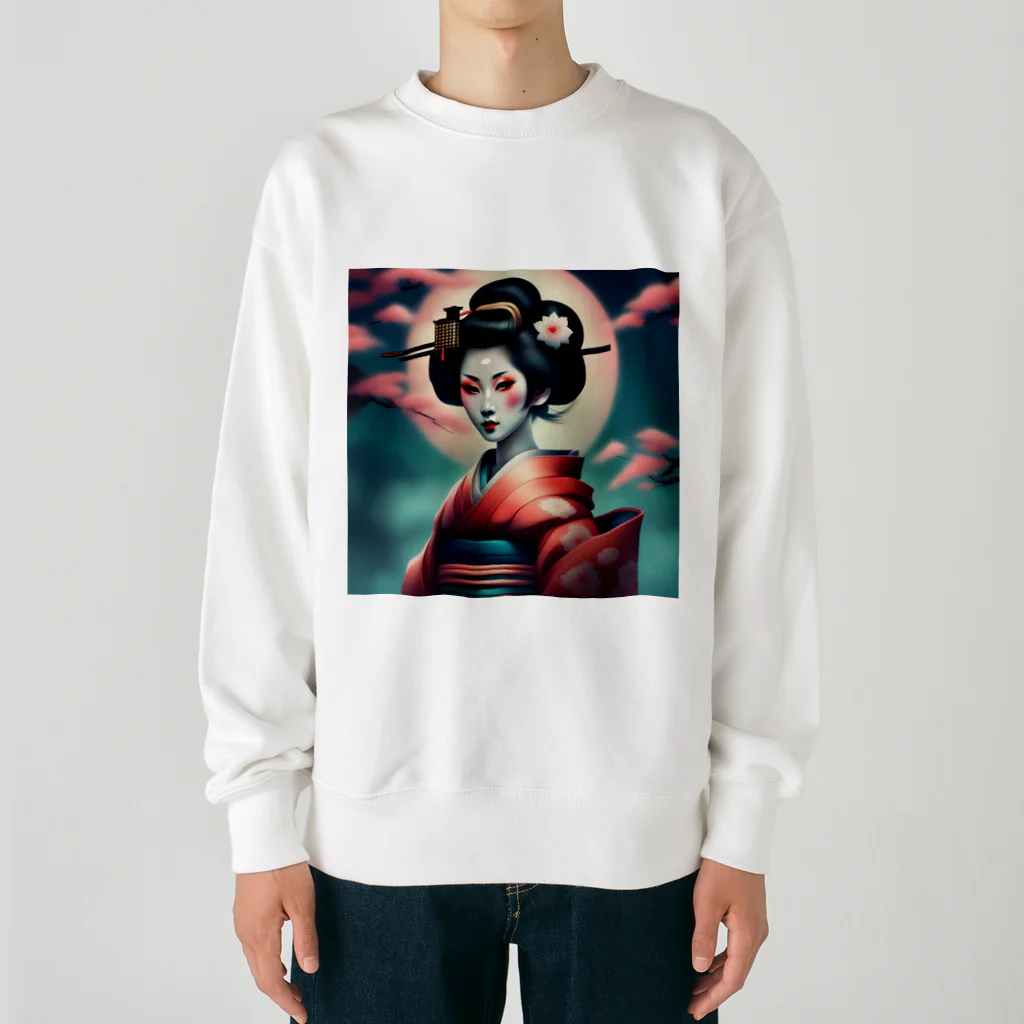 Mr_Geishaの月夜の芸者(Geisya of moon night) Heavyweight Crew Neck Sweatshirt