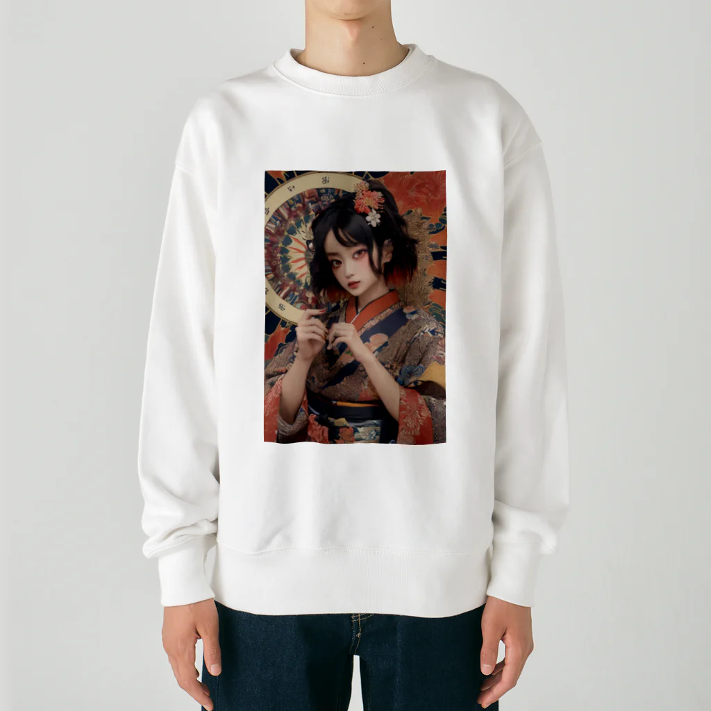 Omaniの浮世絵風美女 Heavyweight Crew Neck Sweatshirt