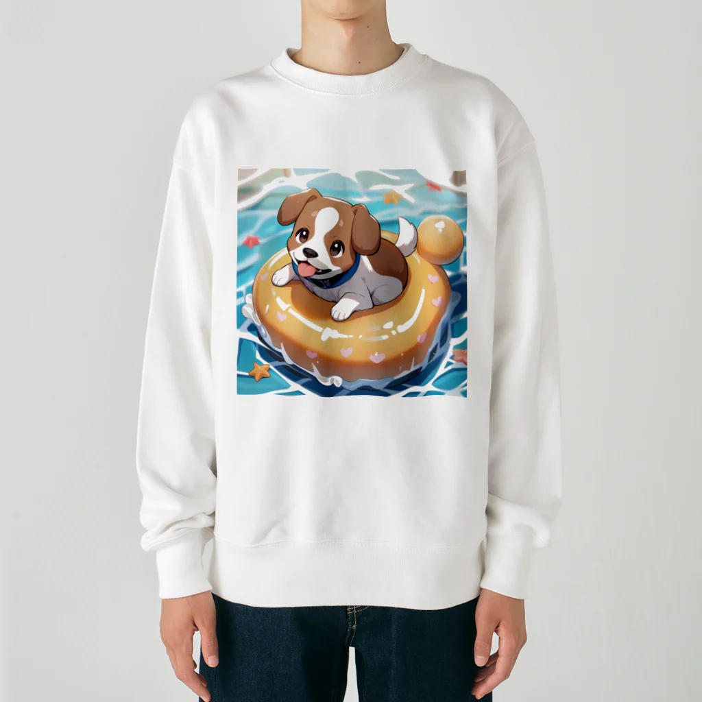 柴犬しばわんこhana873の海水浴してるワンコちゃん Heavyweight Crew Neck Sweatshirt