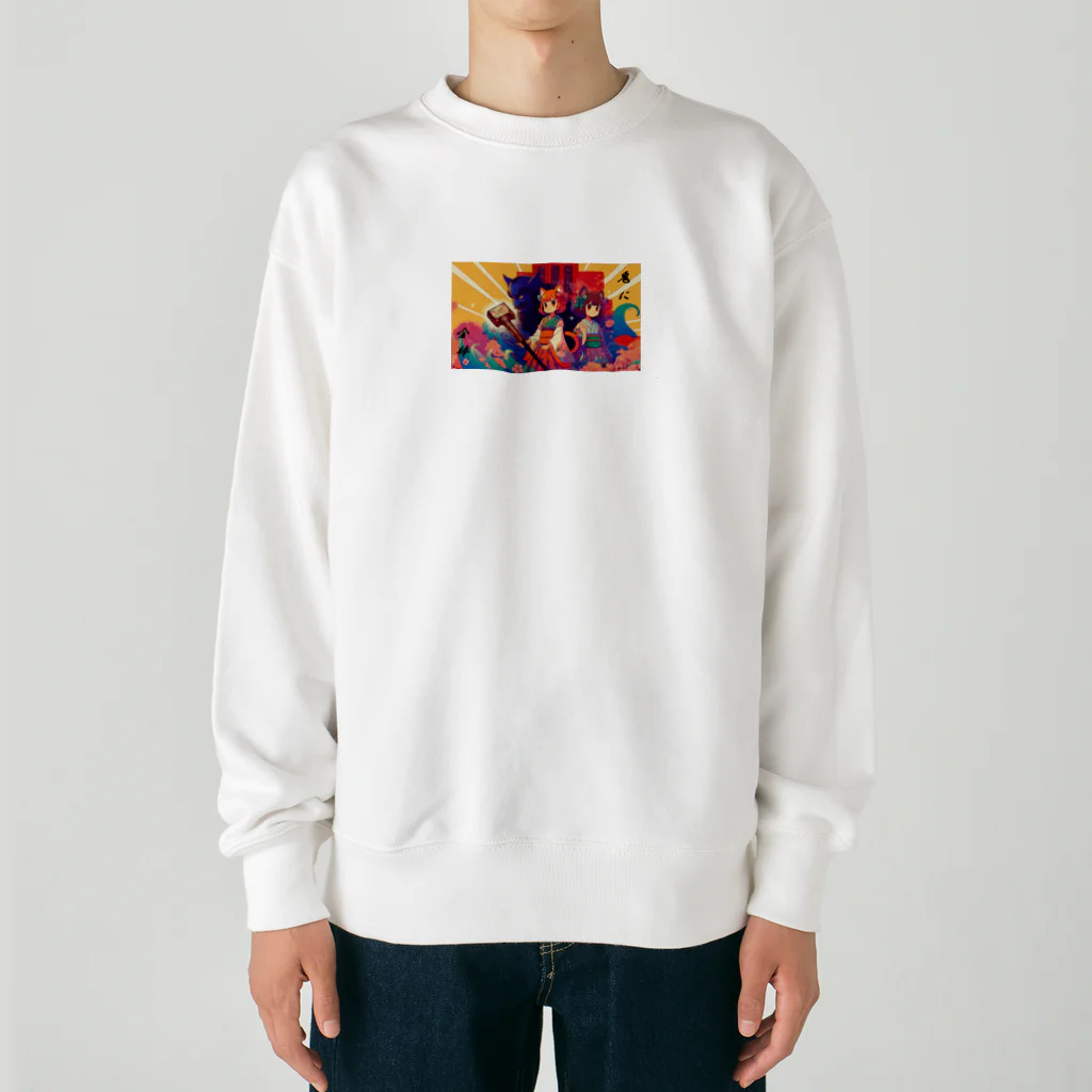 HiroLink's Shopのことわざ物語：鬼に金棒 Heavyweight Crew Neck Sweatshirt