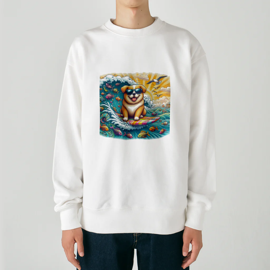 Mizのゆるハウスのサーフィンワンコ Heavyweight Crew Neck Sweatshirt