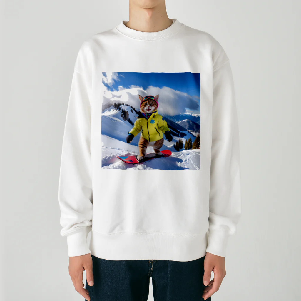 ikasumikoboのスノボ猫 Heavyweight Crew Neck Sweatshirt