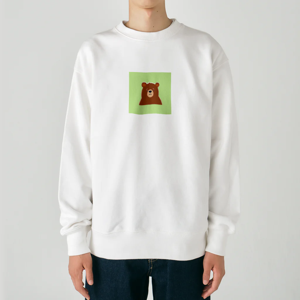 日常の困ったクマ(グリーン) Heavyweight Crew Neck Sweatshirt