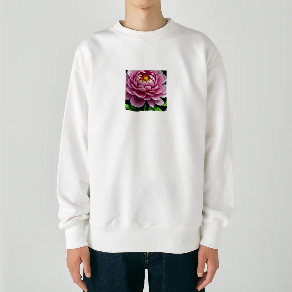 yukki1975のピクセルアートの5月_芍薬 Heavyweight Crew Neck Sweatshirt