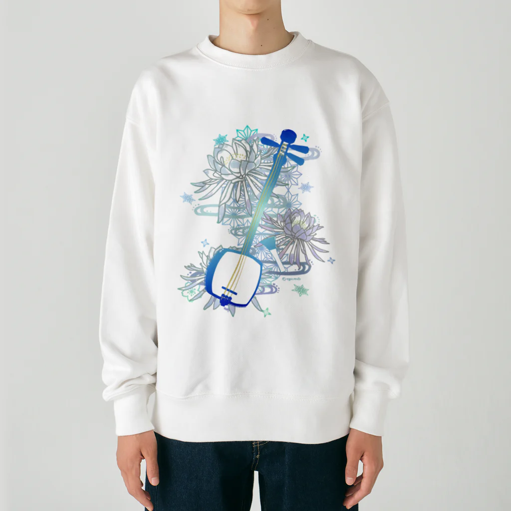 綾錦工房 りこりすの三味線 -雪月花-【月下美人】 Heavyweight Crew Neck Sweatshirt