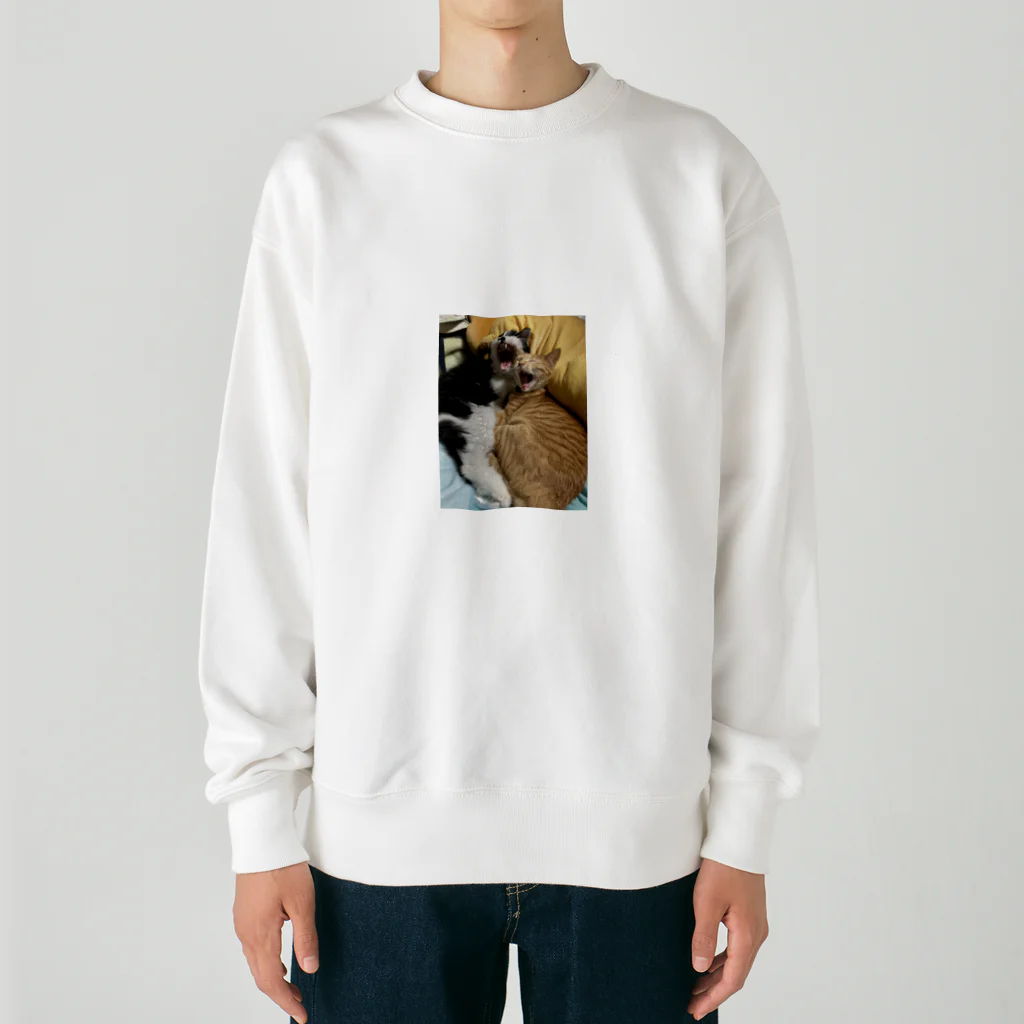 ayamomohidemiのキュートな猫猫あくび Heavyweight Crew Neck Sweatshirt