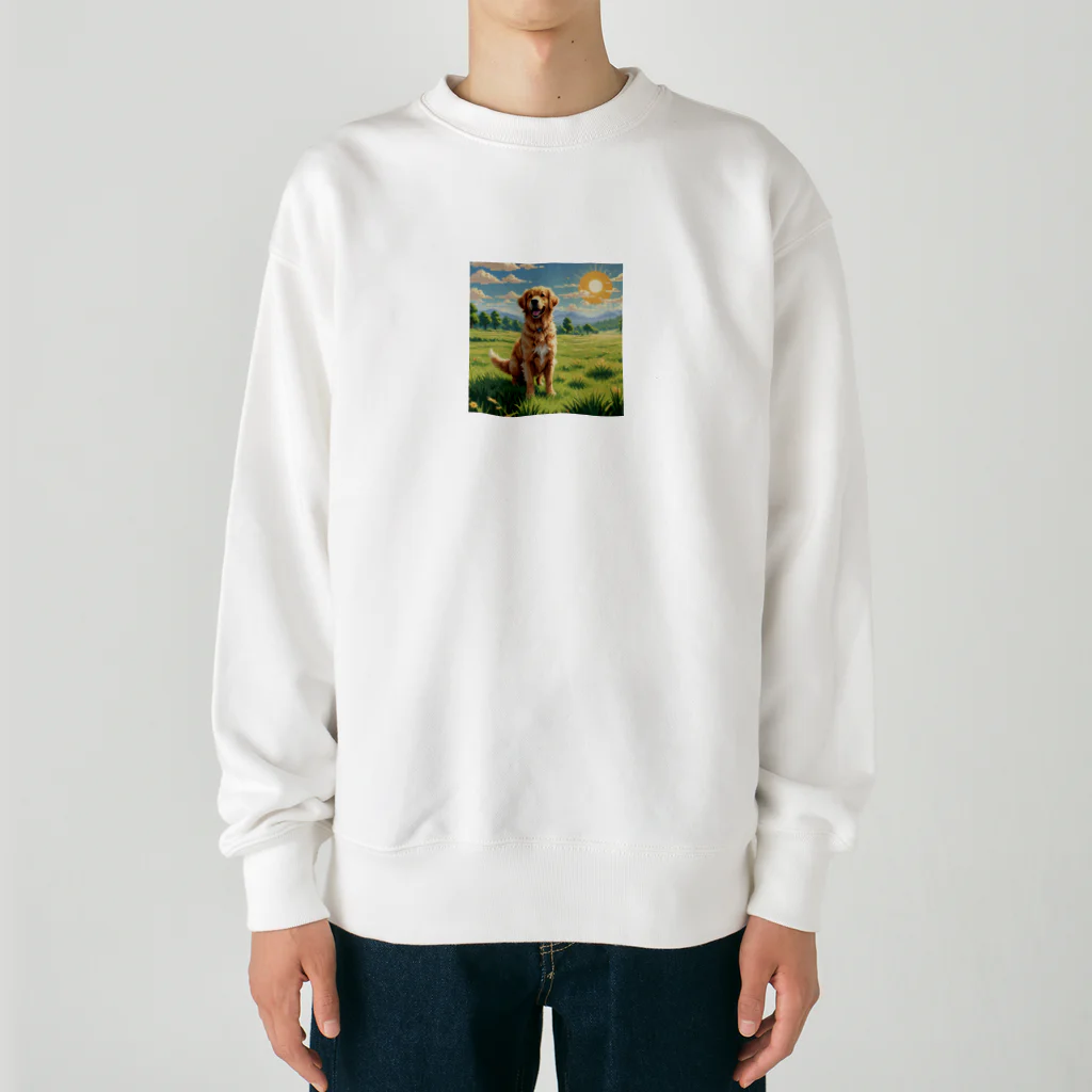 AI副業屋のショウのドット絵のゴールデンレトリバー Heavyweight Crew Neck Sweatshirt