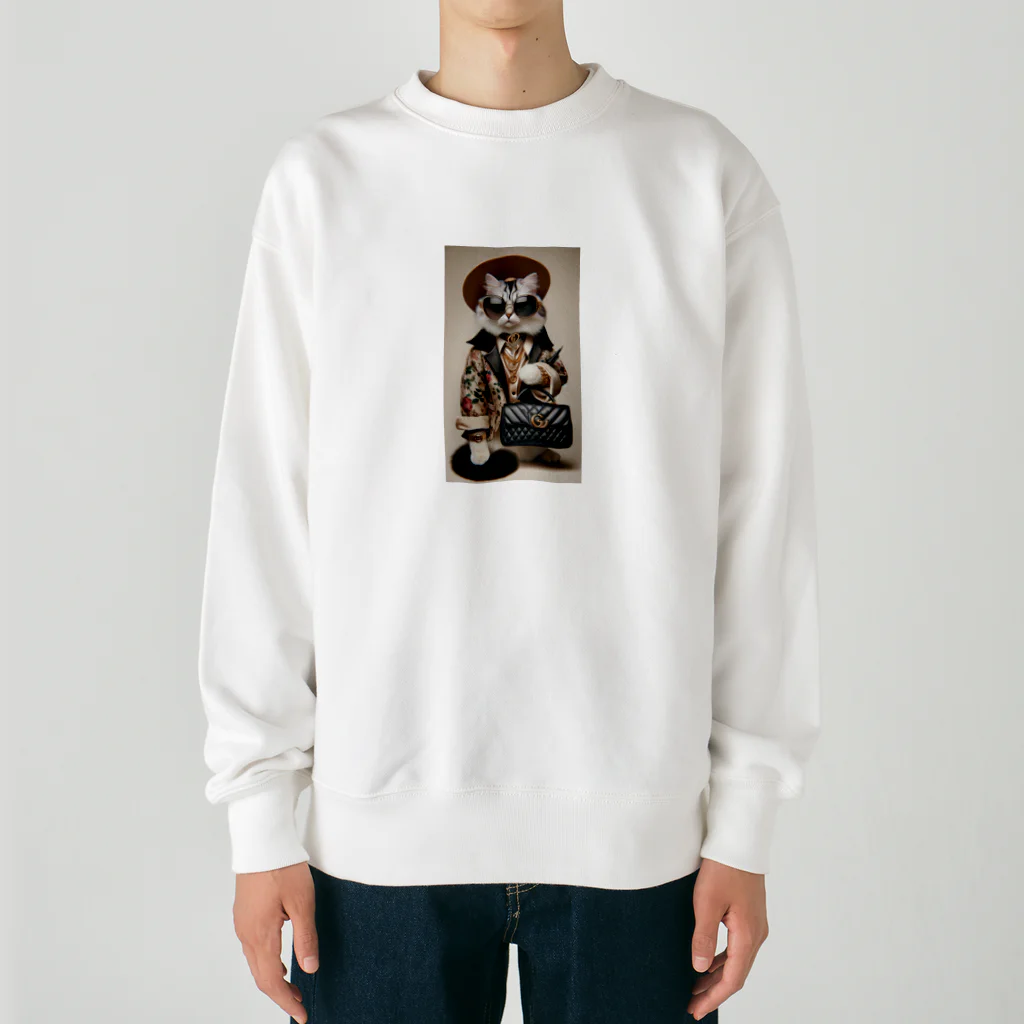 ガラスの貴公子のオシャレ猫しゃん Heavyweight Crew Neck Sweatshirt