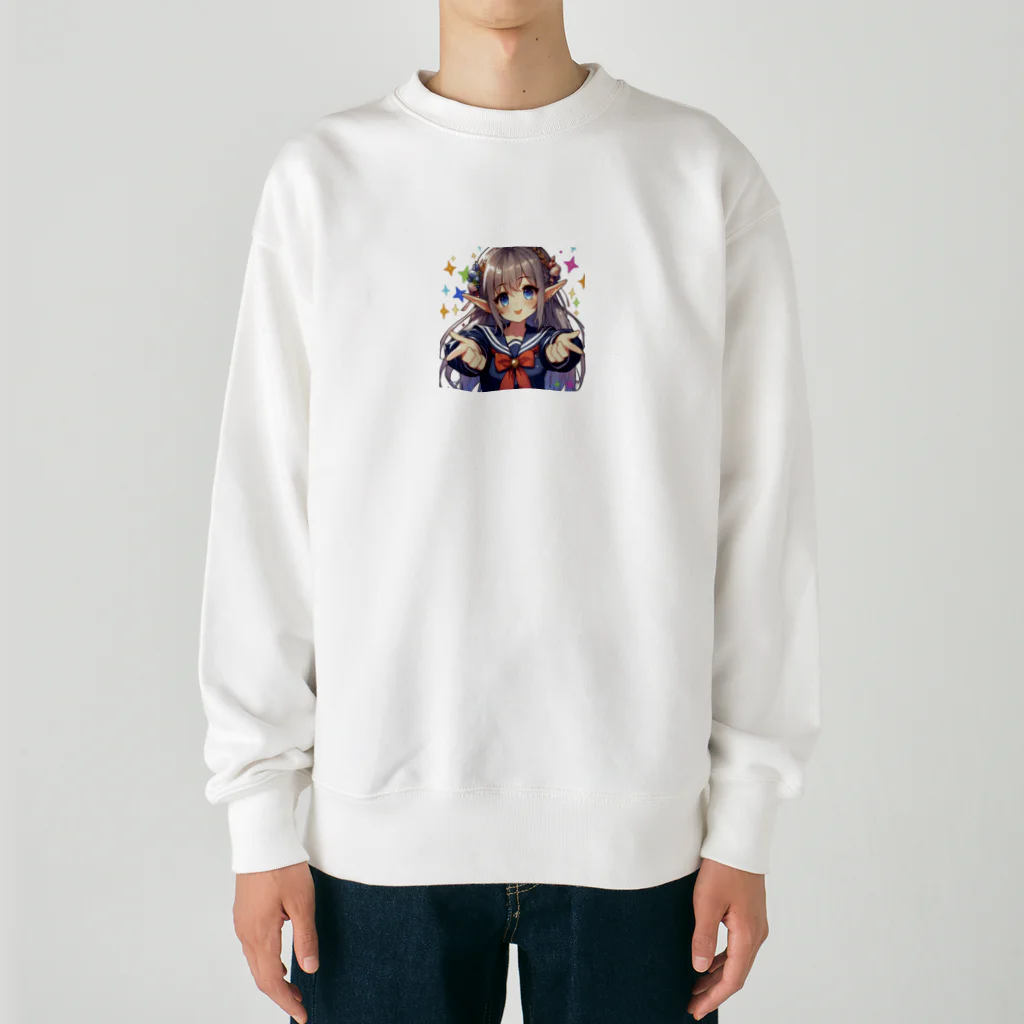 aaammmamのエルフ　美少女　セーラー服　アイドル Heavyweight Crew Neck Sweatshirt