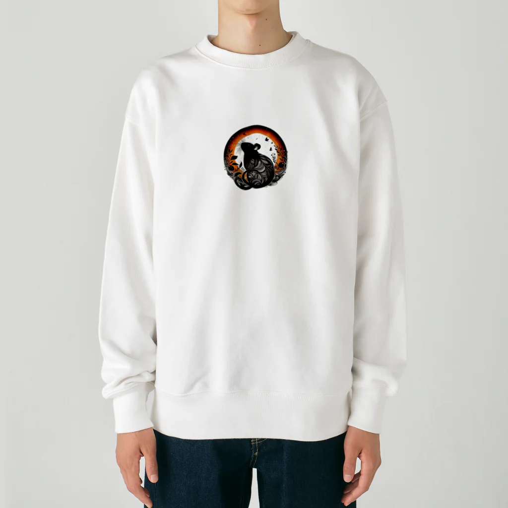 ちもちもの美しいネズミさん Heavyweight Crew Neck Sweatshirt